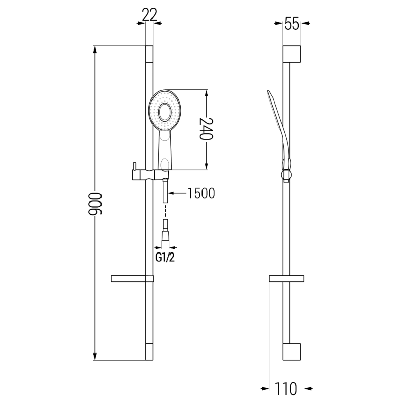 Mexen DS73 Schiebbares Duschset, Chrom - 785734583-02