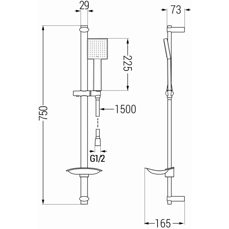 Mexen DB45 verschiebbares Duschset, Chrom - 785454584-00