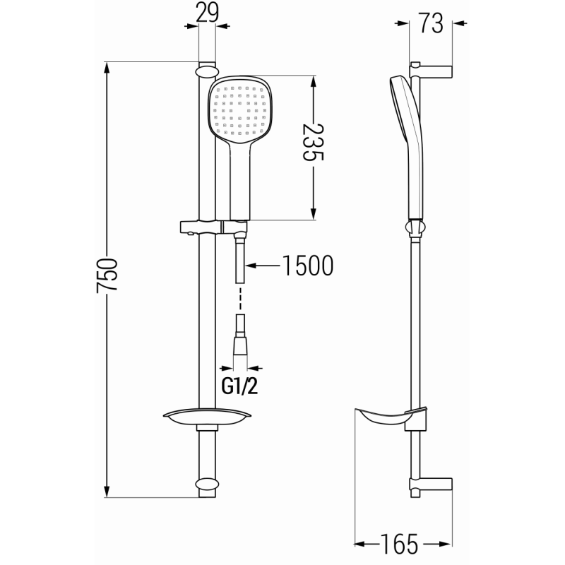 Mexen DB33 schiebbares Duschset, schwarz - 785334584-70