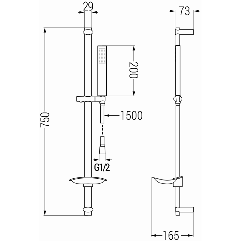Mexen DB00 verschiebbares Duschset, schwarz - 785004584-70