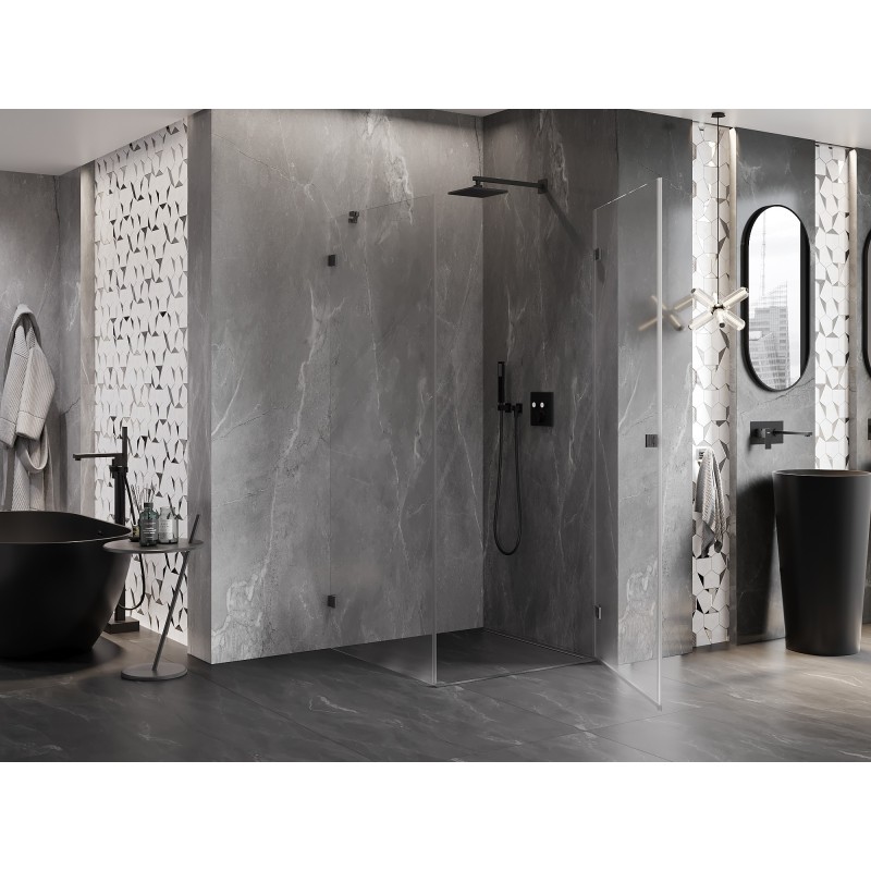 Mexen Lunar-B Duschkabine Schwenktür rechts 80 x 80 cm, transparent, gun gray gebürstet - 832-080-080-66-00-P