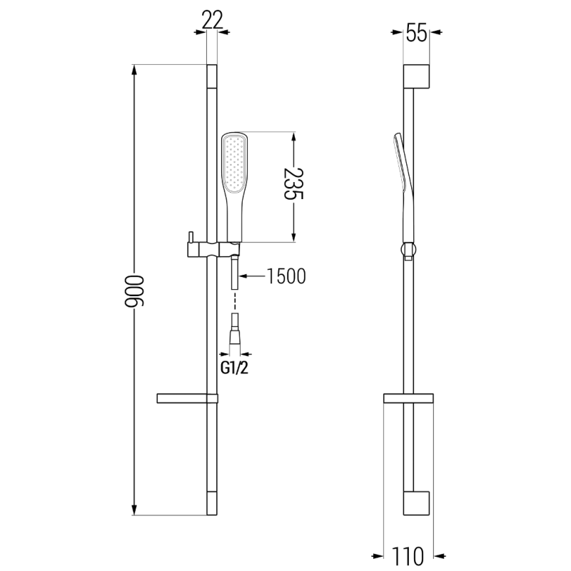Mexen DS49 schiebbares Duschset, schwarz/gold - 785494583-57