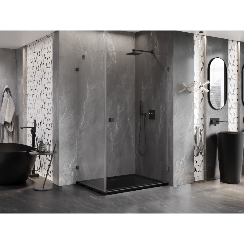Mexen Lunar-B Duschkabine rechts öffnend 95 x 80 cm, transparent, gebürstet Gun Gray - 832-095-080-66-00-P