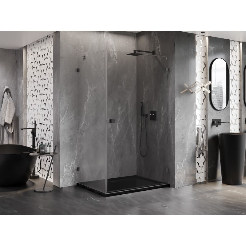 Mexen Lunar-B Duschkabine schwenkbar rechts 100 x 80 cm, transparent, gebürstetes Gun Gray - 832-100-080-66-00-P
