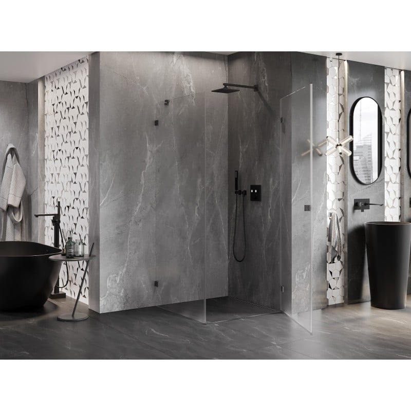 Mexen Lunar-B Duschkabine, rechte Schwingtür 90 x 90 cm, transparent, gebürstetes Gun Gray - 832-090-090-66-00-P