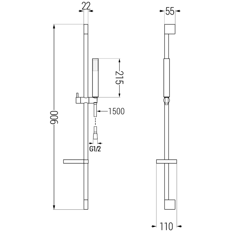 Mexen DS77 verschiebbares Duschset, Chrom - 785774583-00