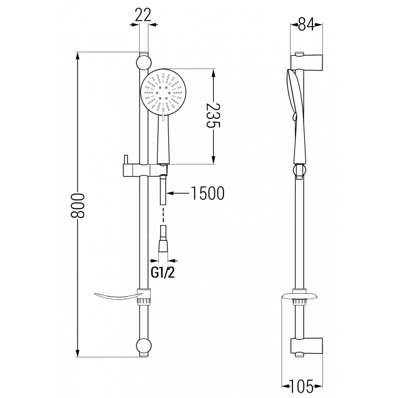 Mexen DF67 schiebbares Duschset, schwarz - 785674582-70