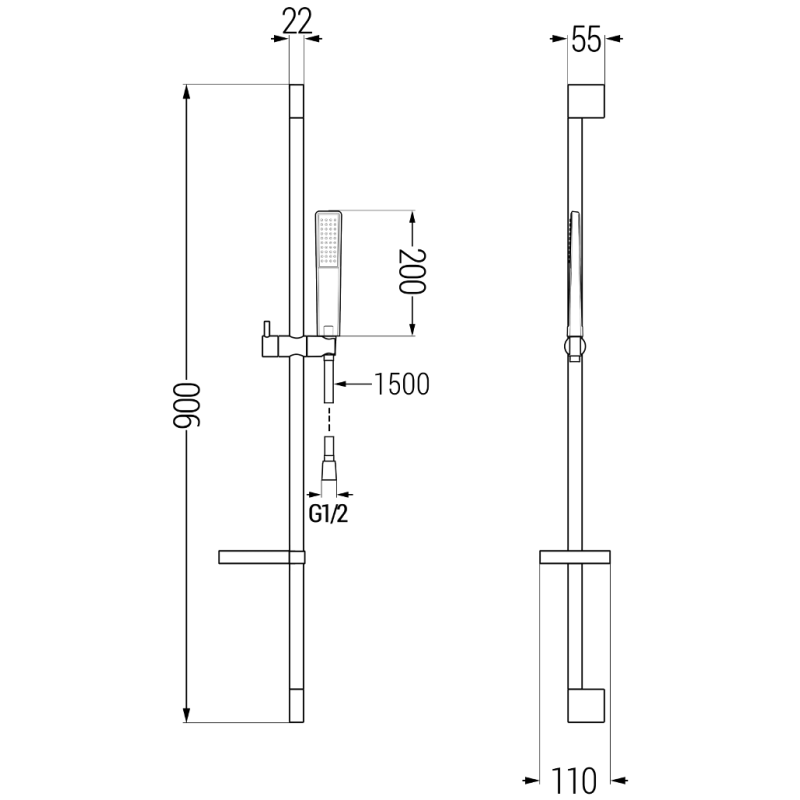Mexen DS72 verstellbares Duschset, Chrom - 785724583-00