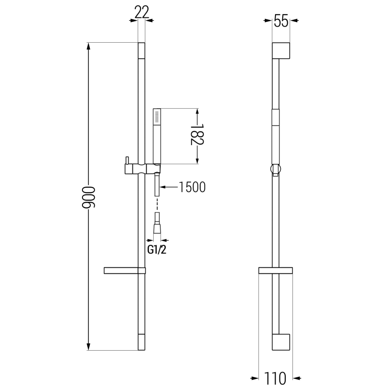 Mexen DS70 schwarzes, verschiebbares Duschset - 785704583-70