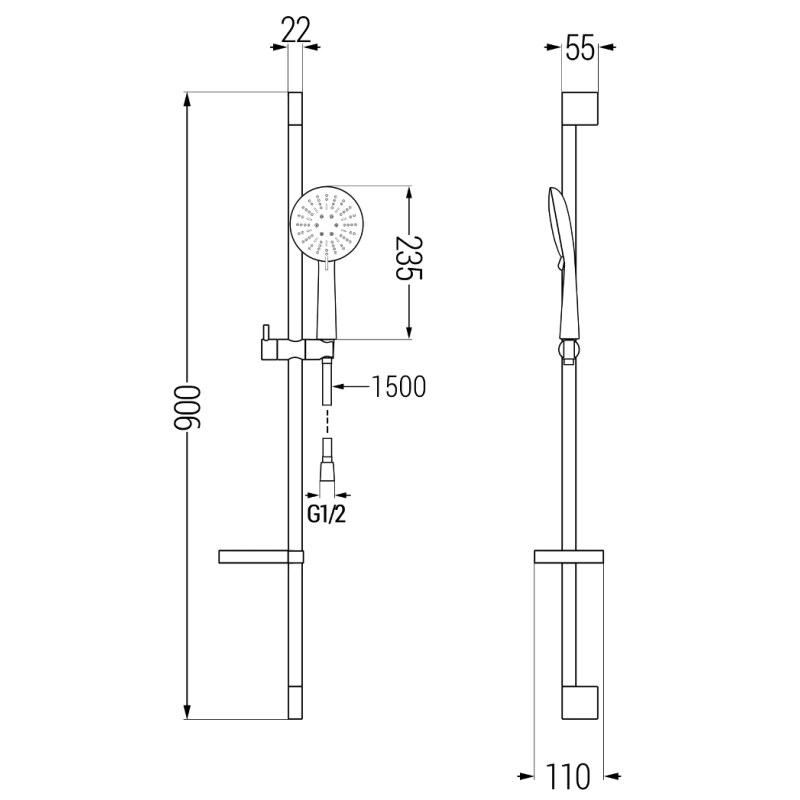 Mexen DS67 verschiebbares Duschset, Chrom - 785674583-00