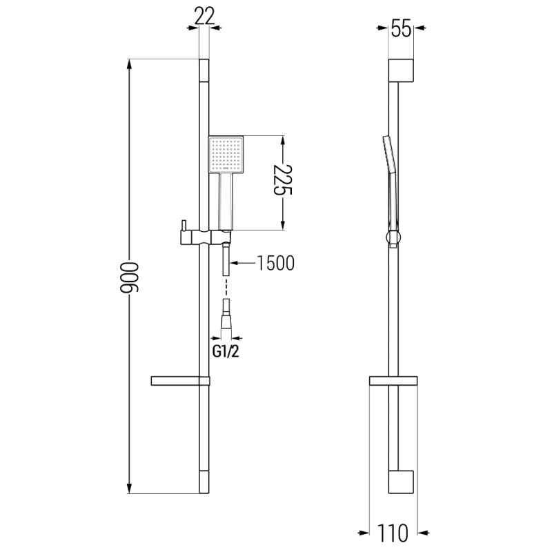 Mexen DS45 verstellbares Duschset, Chrom - 785454583-00