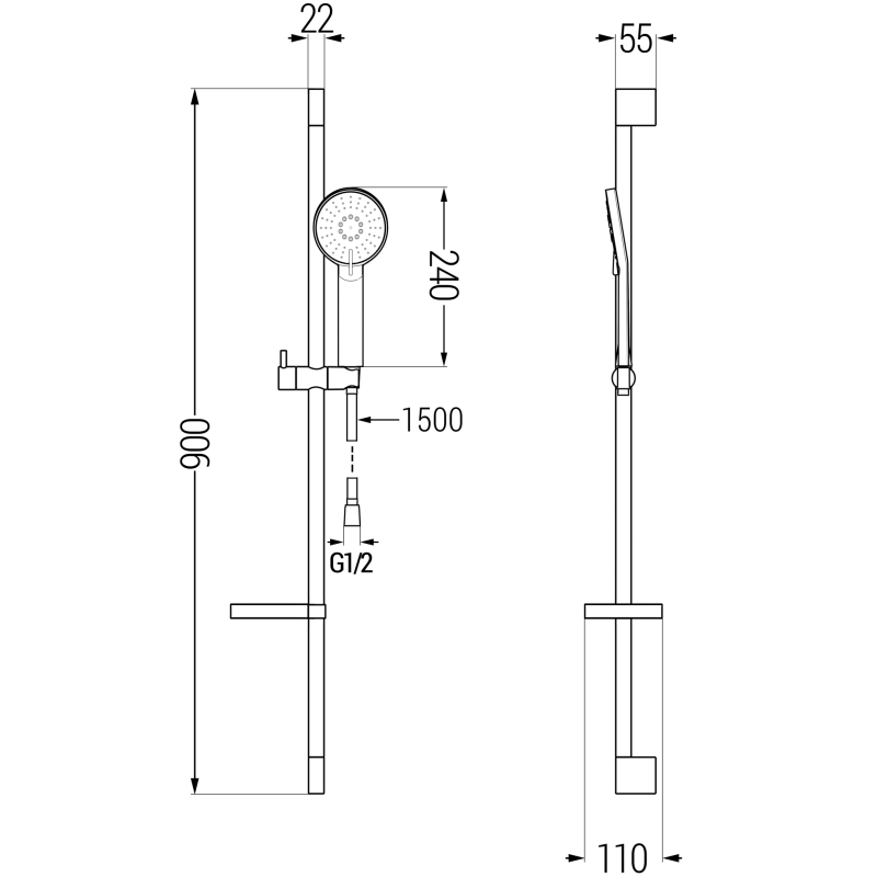 Mexen DS40 verschiebbare Duschgarnitur, Chrom - 785404583-00