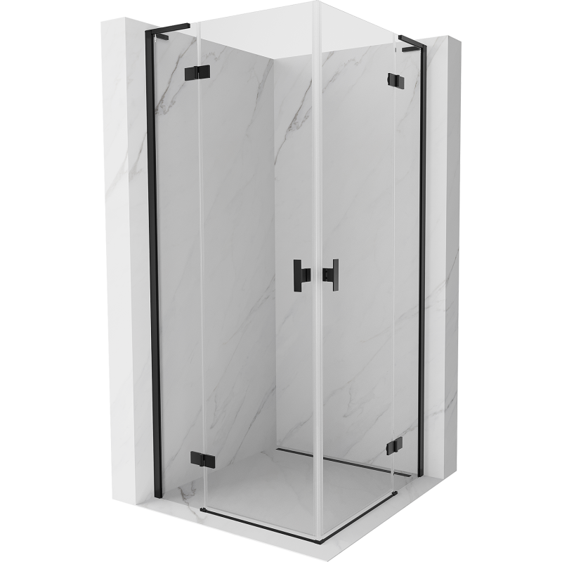 Mexen Mist-H L Duo Schwenkduschkabine 75 x 75 cm, transparent, schwarz - 8A5L-075L-075P-70-00