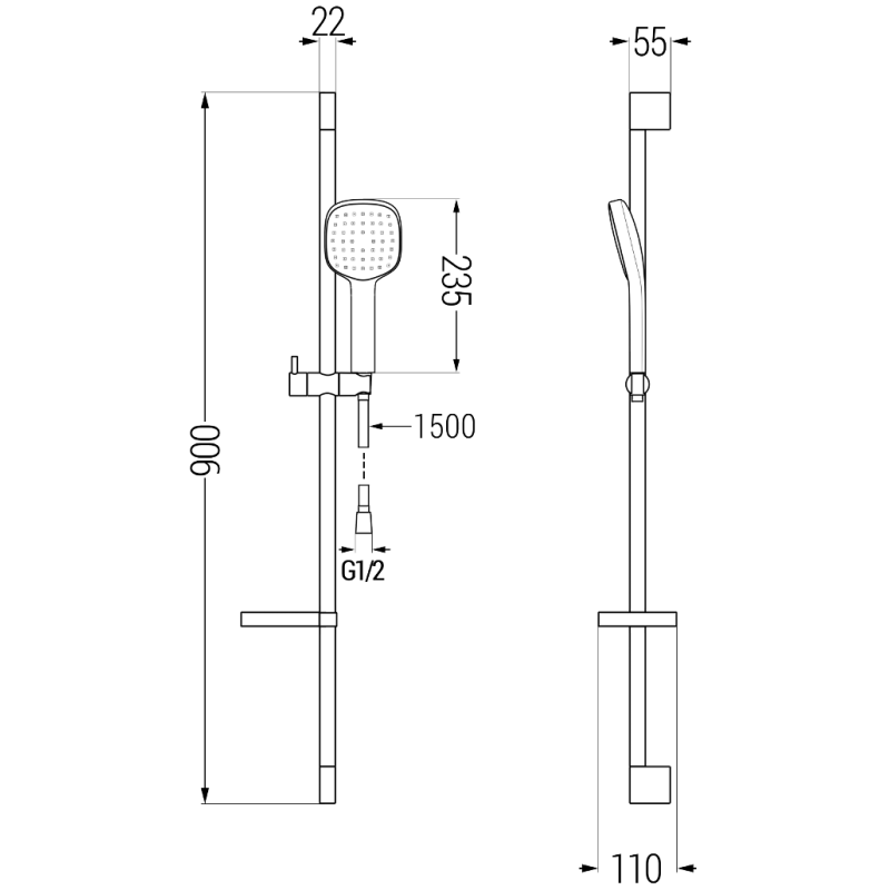 Mexen DS33 duschset, schwarz, verschiebbar - 785334583-70