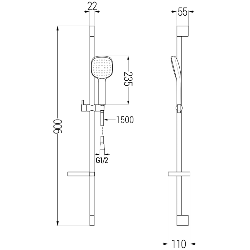Mexen DS33 verstellbares Duschset, Chrom - 785334583-00