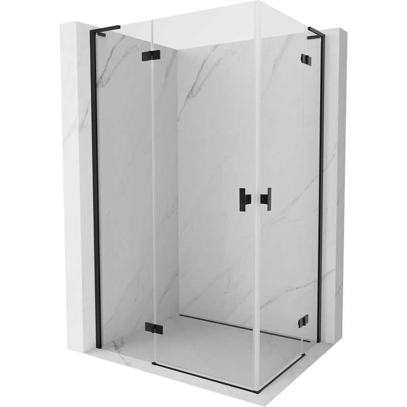 Mexen Mist-H L Duo Duschkabine links öffnend 115 x 75 cm, transparent, schwarz - 8A5L-115L-075P-70-00