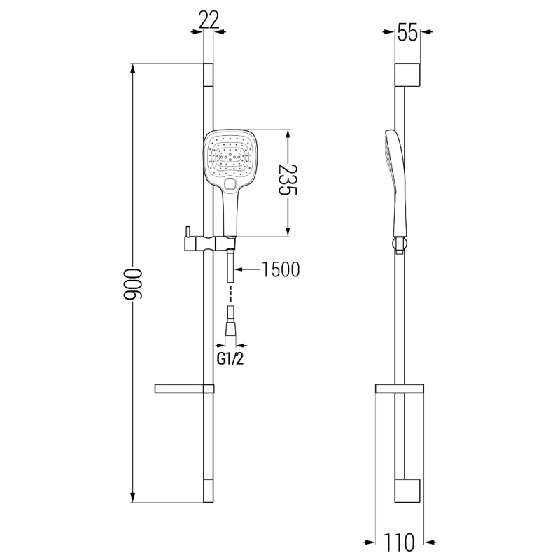 Mexen DS17 verstellbares Duschset, schwarz - 785174583-70