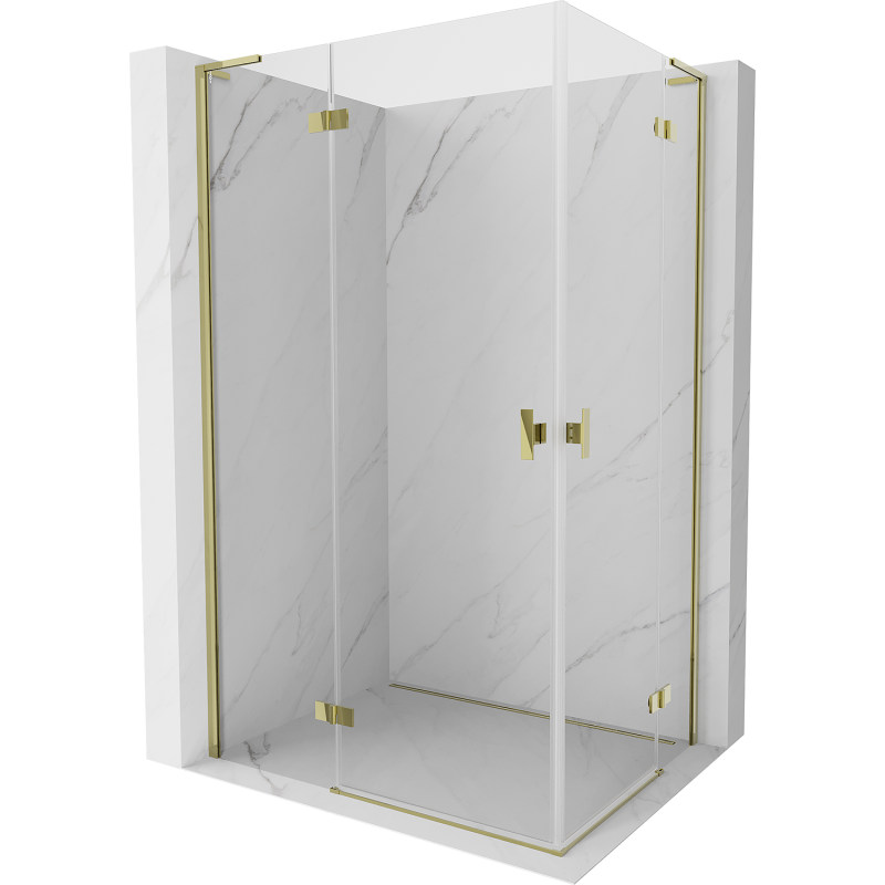 Mexen Mist-H L Duo Duschkabine, Anschlag links, 80 x 75 cm, transparent, gold - 8A5L-080L-075P-50-00