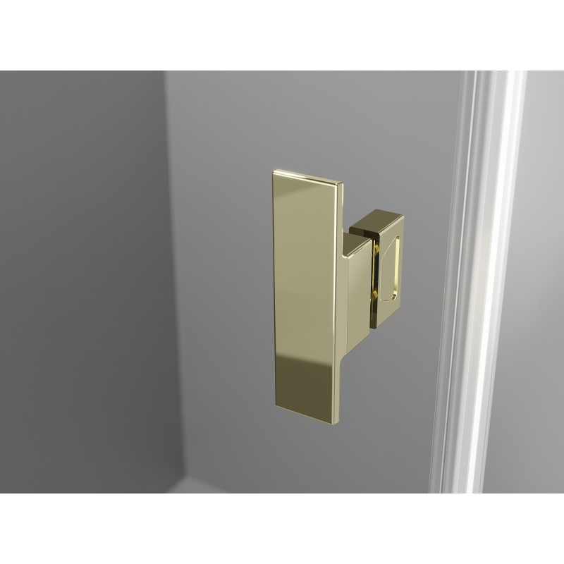 Mexen Mist-H L Duo Duschkabine, schwenkbar, links, 90 x 75 cm, transparent, gold - 8A5L-090L-075P-50-00