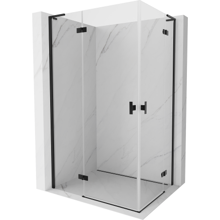Mexen Mist-H L Duo Duschkabine mit linker Schwingtür 95 x 90 cm, transparent, schwarz - 8A5L-095L-090P-70-00
