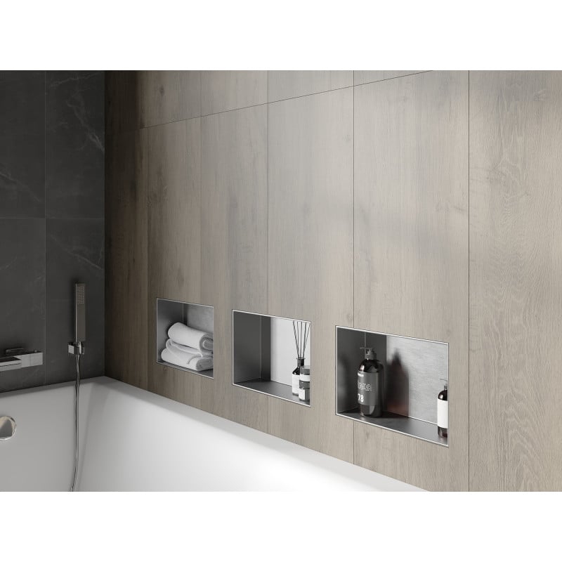 Mexen X-Wall-NR Einbauregal ohne Flansch 30 x 20 cm, Inox - 1911302010