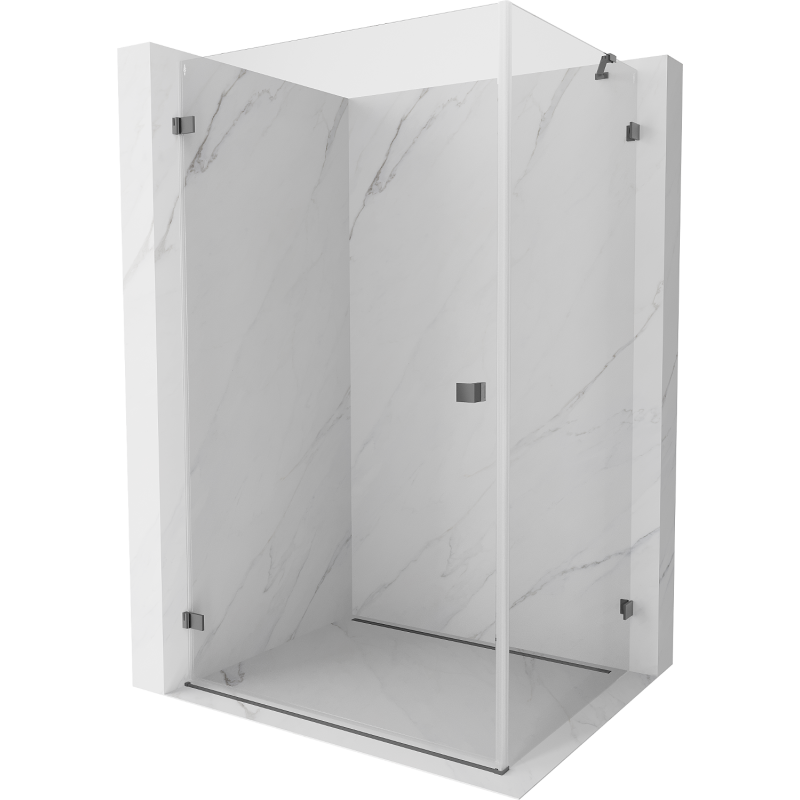 Mexen Lunar-B Duschkabine Schwenktür links 100 x 80 cm, transparent, Gun Metal - 832-100-080-95-00-L