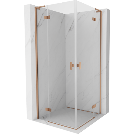 Mexen Mist-H L Duo Duschkabine, Schwenktür 70 x 70 cm, transparent, gebürstetes Kupfer - 8A5L-070L-070P-65-00