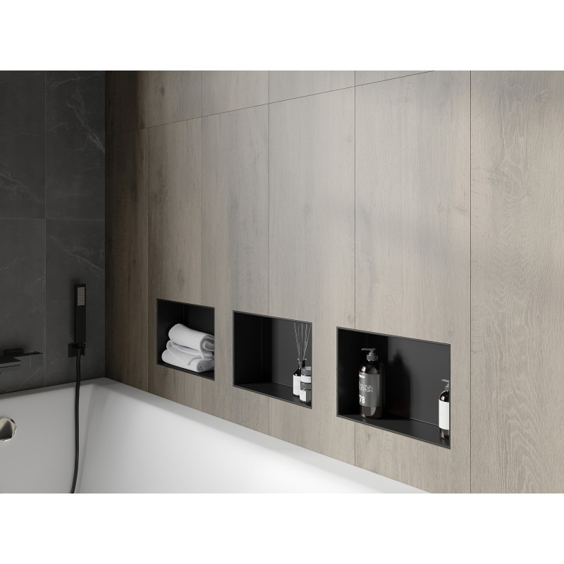 Mexen X-Wall-NR Nischenregal ohne Flansch 30 x 20 cm, schwarz - 1971302010