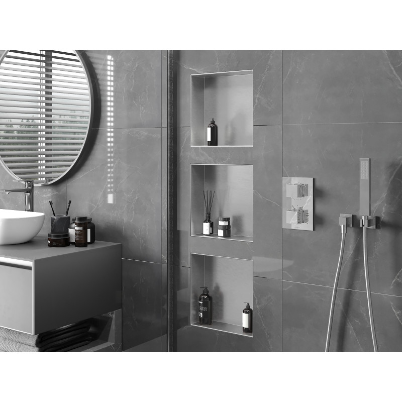 Mexen X-Wall-NR Nischenregal ohne Flansch 30 x 30 cm, Inox - 1911303010