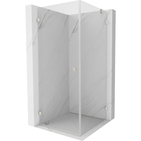 Mexen Lunar-B Duschkabine, schwenkbar, links, 80 x 80 cm, transparent, gebürsteter Nickel - 832-080-080-97-00-L