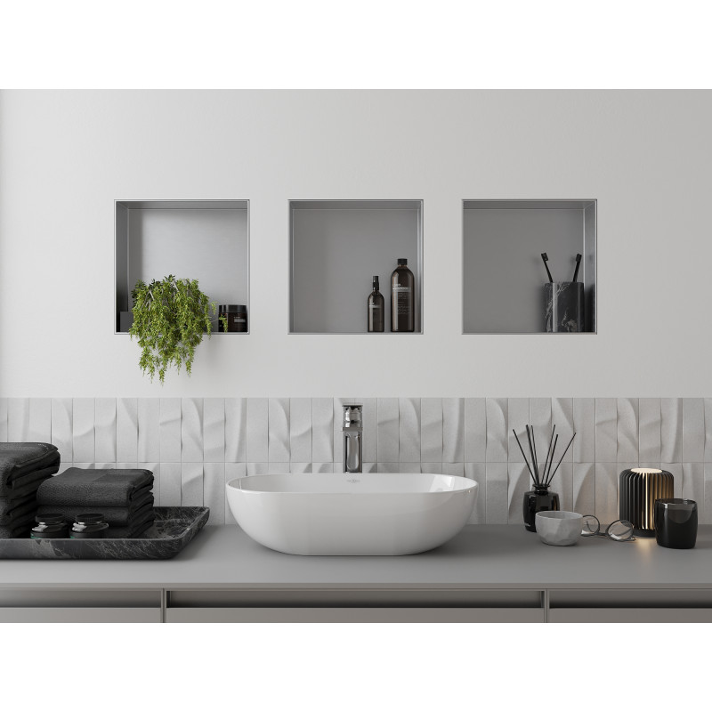 Mexen X-Wall-NR Nischenregal ohne Rand 30 x 30 cm, Inox - 1911303010