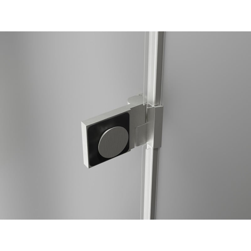 Mexen Lunar-B Duschkabine, schwenkbar, links, 80 x 80 cm, transparent, gebürsteter Nickel - 832-080-080-97-00-L
