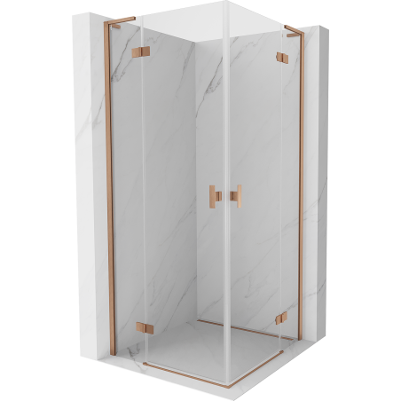Mexen Mist-H L Duo Duschkabine mit Drehüren 80 x 80 cm, transparent, gebürstetes Kupfer - 8A5L-080L-080P-65-00