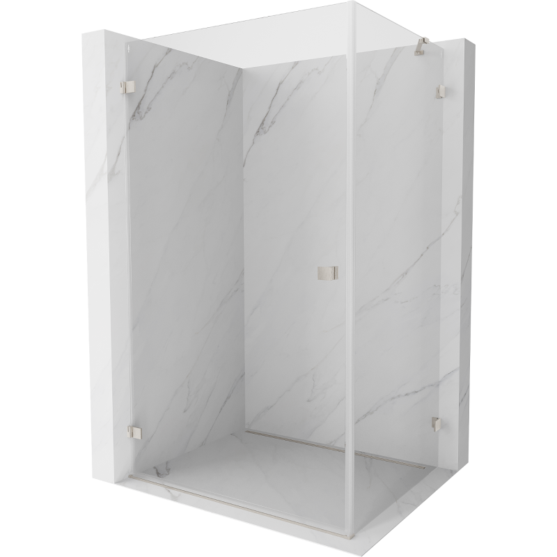 Mexen Lunar-B Duschkabine, schwenkbar, links, 100 x 80 cm, transparent, gebürsteter Nickel - 832-100-080-97-00-L