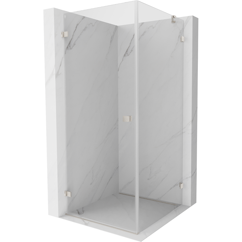 Mexen Lunar-B Duschkabine mit schwenkbarer Tür links 100 x 100 cm, transparent, gebürstetes Nickel - 832-100-100-97-00-L