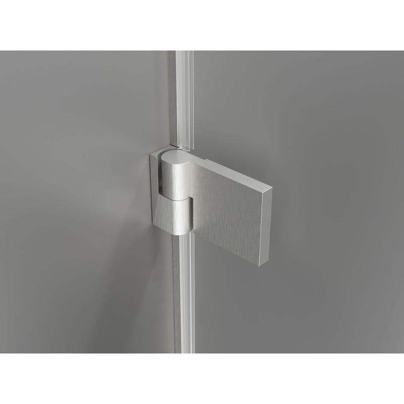 Mexen Lunar-B Duschkabine mit schwenkbarer Tür links 100 x 100 cm, transparent, gebürstetes Nickel - 832-100-100-97-00-L