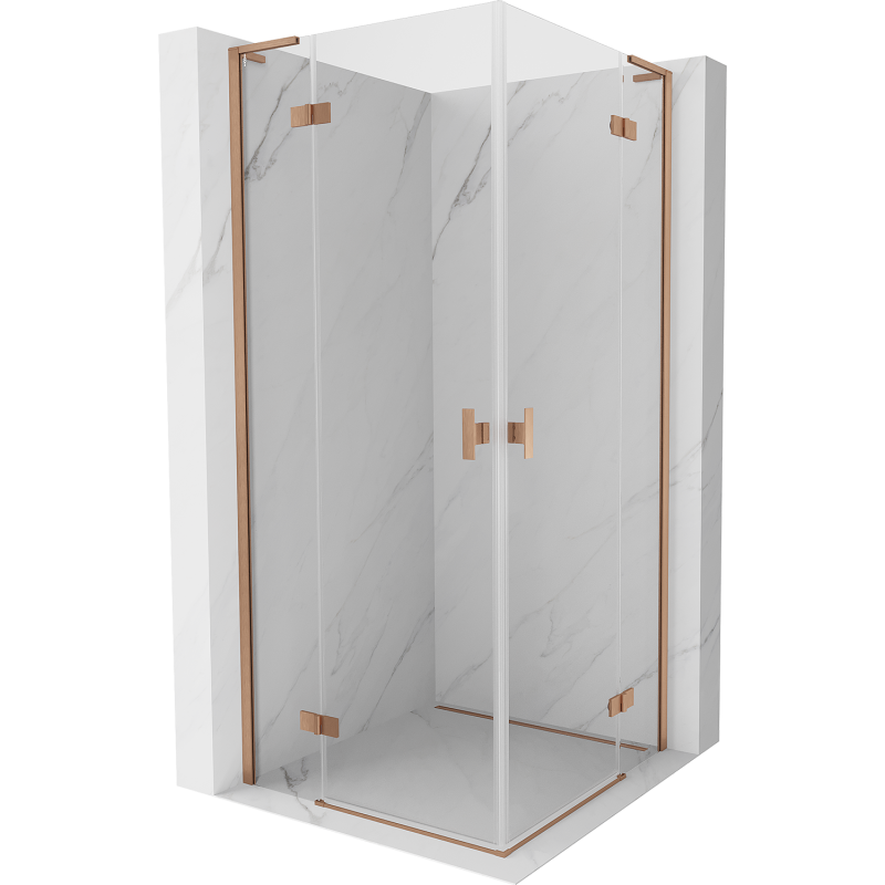 Mexen Mist-H L Duo Duschkabine schwenkbar 105 x 105 cm, transparent, gebürstetes Kupfer - 8A5L-105L-105P-65-00