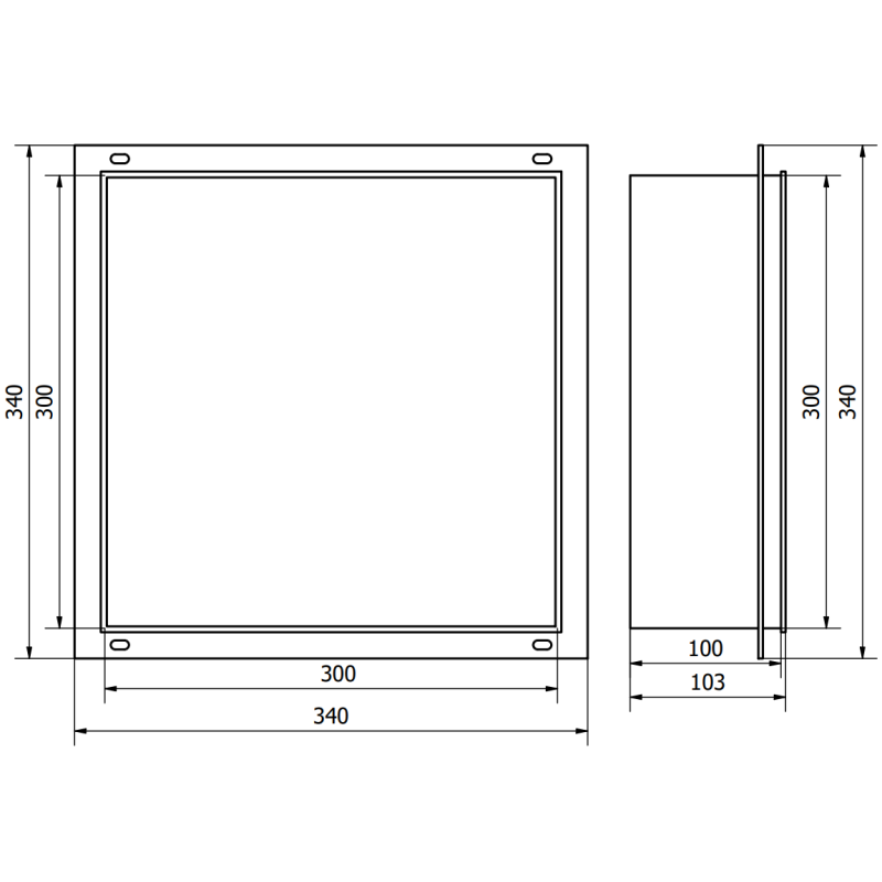 Mexen X-Wall-NR Nischenregal ohne Rand 30 x 30 cm, Inox - 1911303010