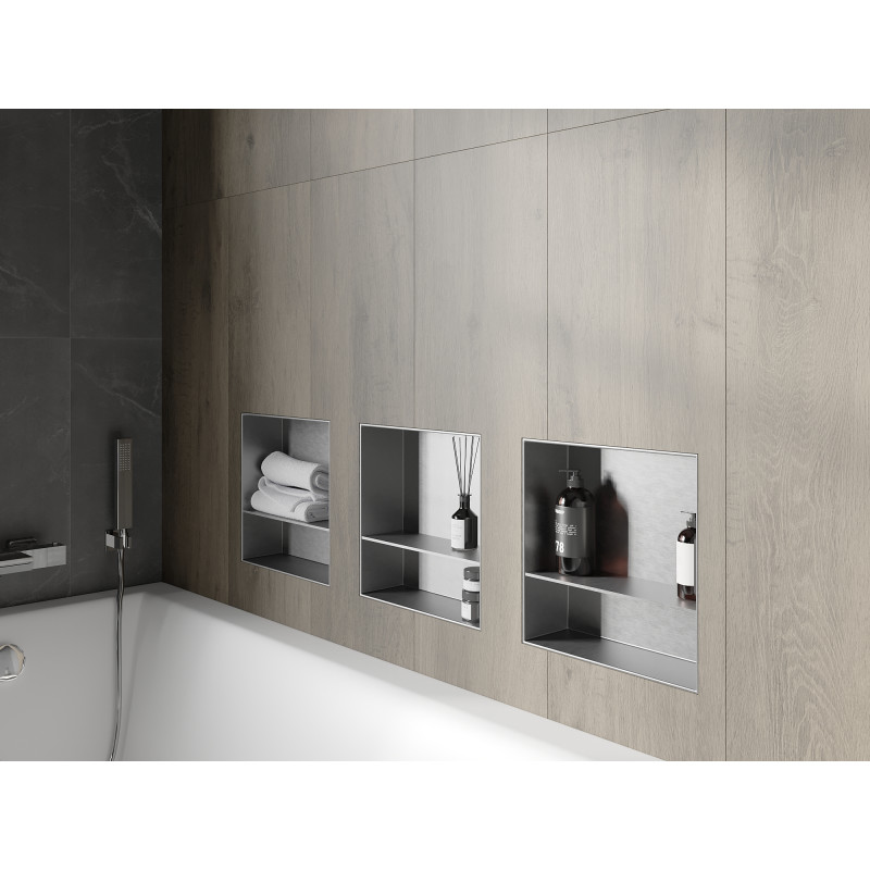 Mexen X-Wall-NR Nischenregal ohne Flansch mit Ablage 30 x 30 cm, Inox - 1911303010S