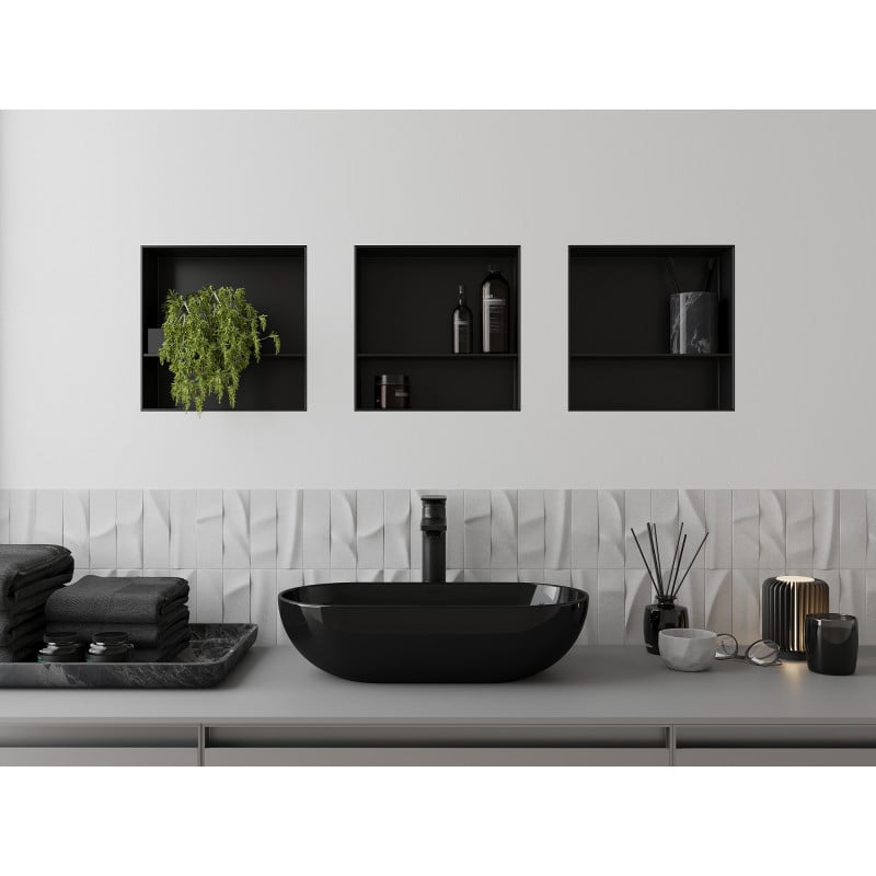 Mexen X-Wall-NR Nischenregal ohne Flansch mit Ablage 30 x 30 cm, schwarz - 1971303010S
