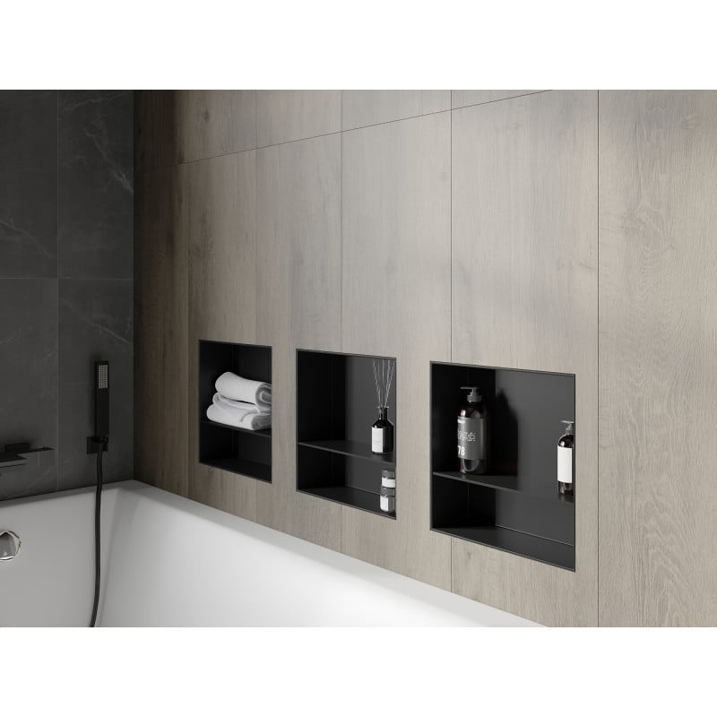 Mexen X-Wall-NR Nischenregal ohne Flansch mit Ablage 30 x 30 cm, schwarz - 1971303010S