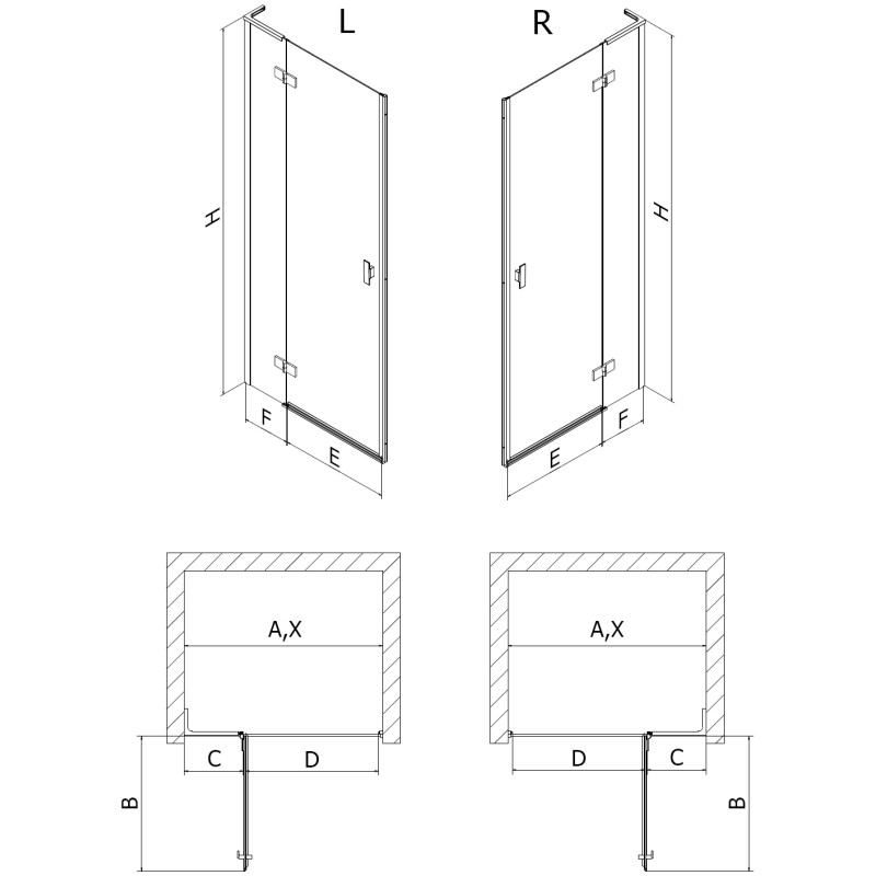 Mexen Mist-H L Duschdrehtür links 100 cm, transparent, gebürstetes Kupfer - 8A5L-100-000-65-00-L