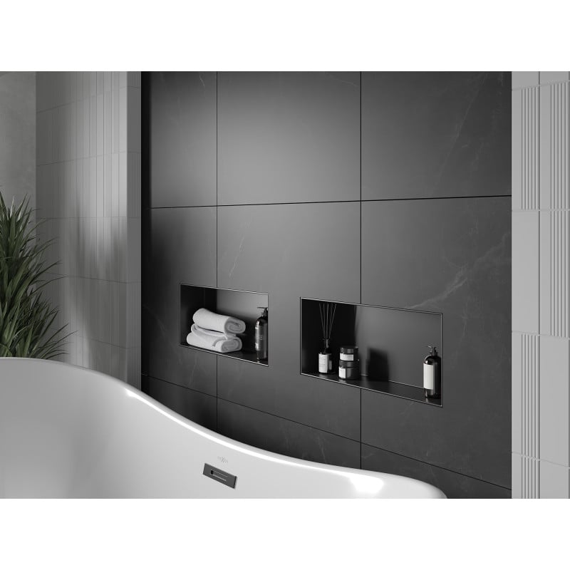 Mexen X-Wall-NR Wandeinbauregal ohne Flansch 45 x 20 cm, schwarz - 1971452010