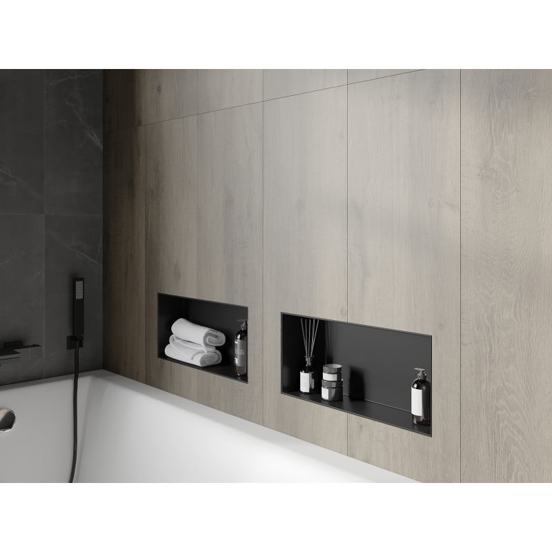 Mexen X-Wall-NR Wandeinbauregal ohne Flansch 45 x 20 cm, schwarz - 1971452010