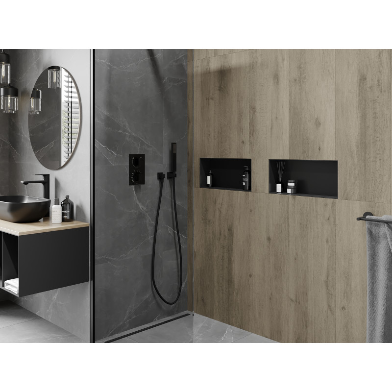 Mexen X-Wall-NR Wandeinbauregal ohne Flansch 45 x 20 cm, schwarz - 1971452010