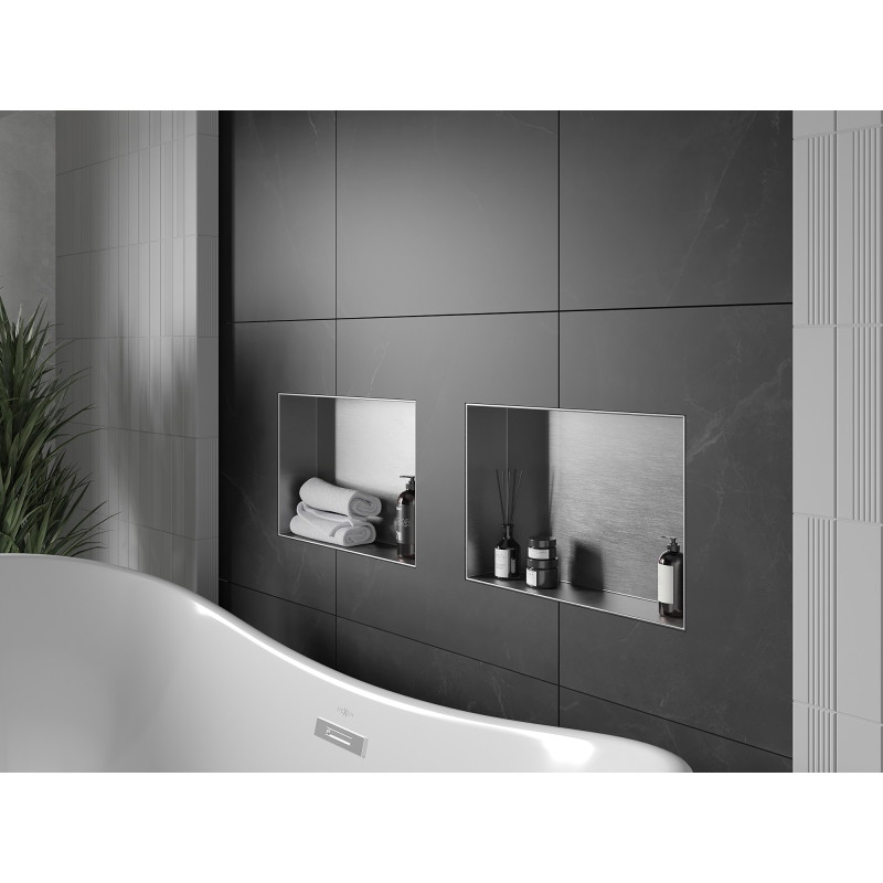 Mexen X-Wall-NR Einbauregal ohne Flansch 45 x 30 cm, Inox - 1911453010