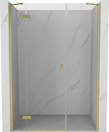 Mexen Mist-H Duschabtrennung links öffnend 145 cm, transparent, gebürstetes Gold - 8A5-145-001-55-00-L