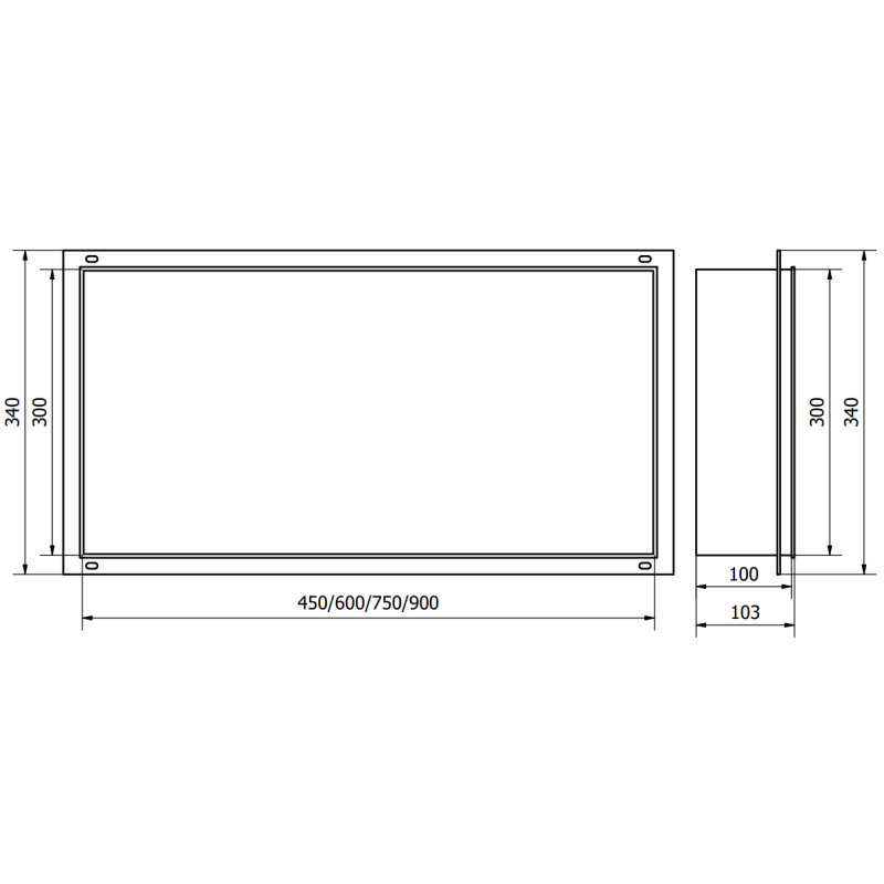 Mexen X-Wall-NR Einbau-Nischenregal ohne Flansch 45 x 30 cm, schwarz - 1971453010