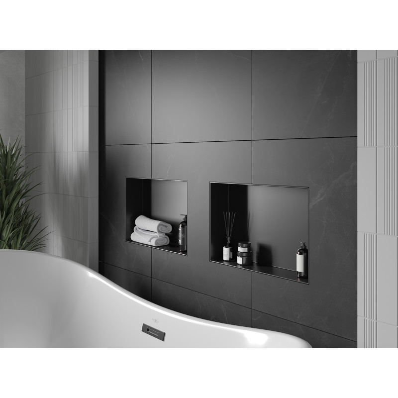Mexen X-Wall-NR Nischenregal ohne Flansch 45 x 30 cm, schwarz - 1971453010