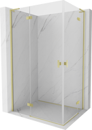 Mexen Mist-H L Duo Duschkabine schwenkbar links 80 x 70 cm, transparent, gebürstetes Gold - 8A5L-080L-070P-55-00